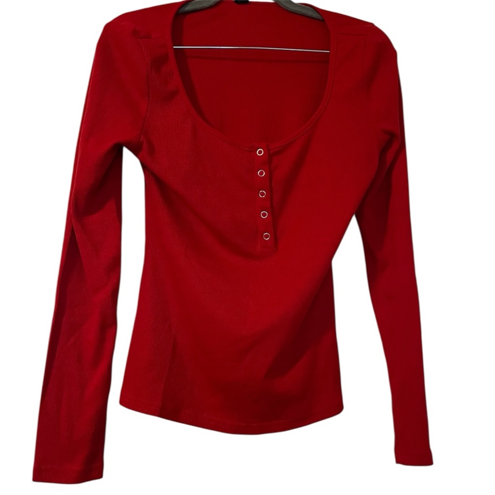 Red Long Sleeve Women's Top
